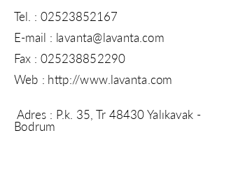 Lavanta Hotel iletiim bilgileri